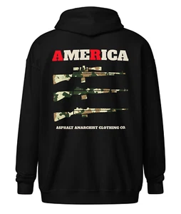 AR America Heavy Zipper Hoodie BLACK - Picture 1 of 5