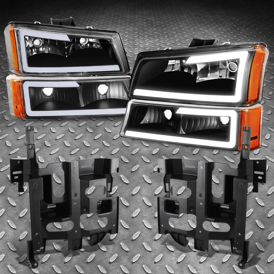 Black LED Headlight Bumper Parking Lamps w/Bracket for 03-07 Silverado Avalanche Foto 1 de 4
