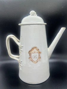 Chinese Export Antique Lighthouse Form Armorial Gilt Crest Coffee Pot C. 1800 - Picture 1 of 12