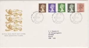 GB Briefmarken Ersttagsbrief endgültig, Maschine fünf Werte 13p bis 34p CDS 1984 - Bild 1 von 1