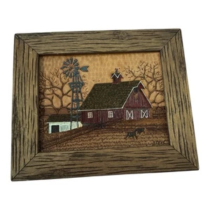 Orig. Stephen Brown Lederszenen handgefertigte Lederkunst signiert Scheune Pferde - Bild 1 von 7
