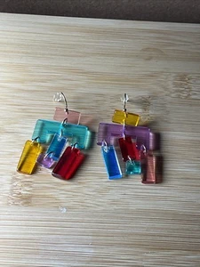 Multicolor Acrylic Dangle Earrings - Free Shipping - Picture 1 of 3