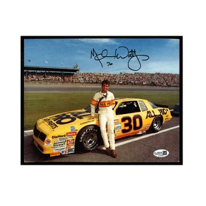 Foto amarilla 8x10 autografiada firmada por Michael Waltrip Nascar All Pro #30 - Imagen 1 de 2