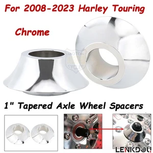 Chrome 1" Tapered Axle Wheel Spacers For Harley Street Glide Road King 2008-2023 - Foto 1 di 10