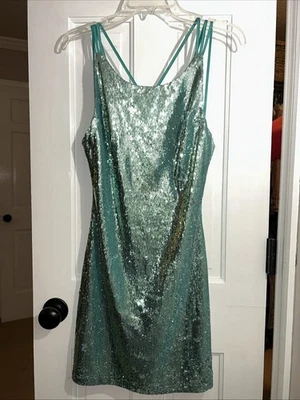 Vestido corto forrado con lentejuelas verde menta talla grande Rubber Ducky Productions Foto 1 de 4