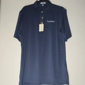 NWT Peter Millar Summer Comfort Mens Golf Polo Shirt M Navy Blue One Brief - Picture 1 of 6