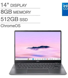 Acer Chromebook Plus 514 14” Touchscreen w Google AI Intel Core 3 N355 8GB 512GB - Picture 1 of 9