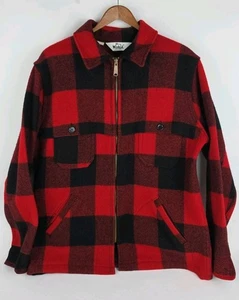 Vintage WOOLRICH Gr. Large rot schwarz Büffel kariert 124 Mackinaw Jagdjacke  - Bild 1 von 10