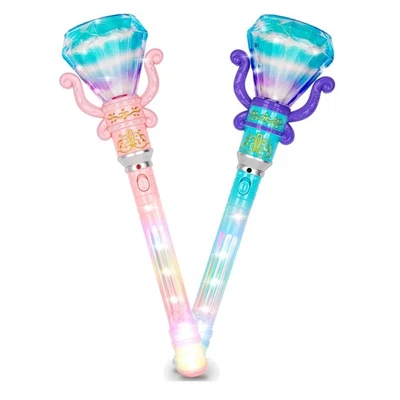 Kids' Light Up Princess Wands - Set of 2 with Vibrant LED Magic in Pink & Blue - Image 1 of 4