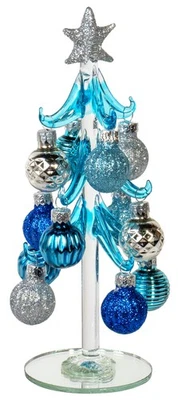 Red Co. 8 英寸小玻璃圣诞树桌面装饰带五颜六色的去除... — 第 1/4 张图片