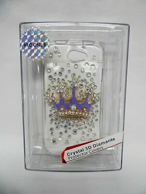Mybat HTC ONE S Crystal 3D Diamante Bling CROWN Transparent Phone Cover - Image 1 of 4