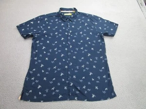 Kahala Shirt Mens XL Blue Linen Turtle Tortoise Polka Dot All Over Hawaiian - Picture 1 of 10