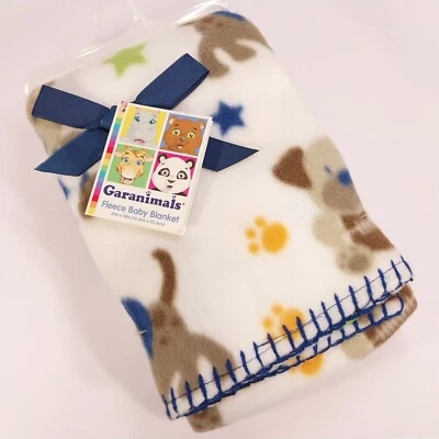 Garanimals Fleece Baby Blanket 30"x40" Blue Puppy Dogs & Sports Balls Paw Prints - Image 1 of 4