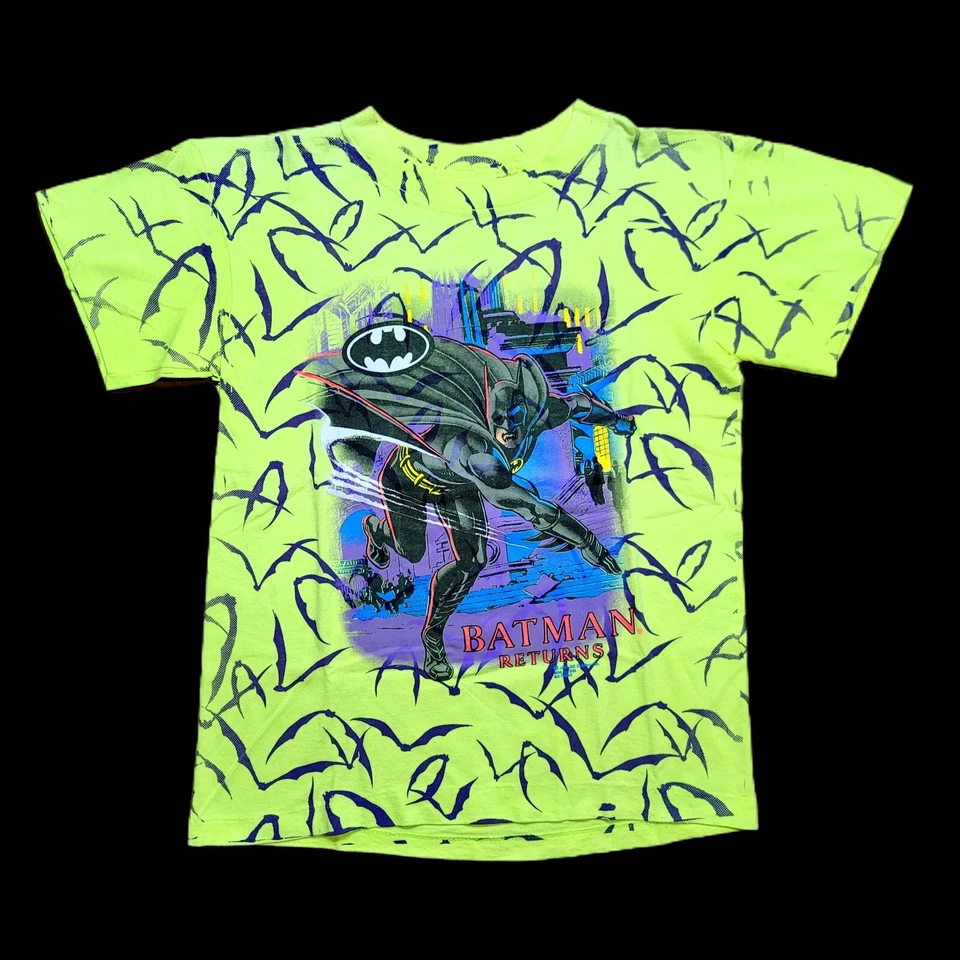 Vintage 1991 SSI Batman Returns Movie AOP All Over Print Single Stitch T-Shirt L - Image 1 of 4