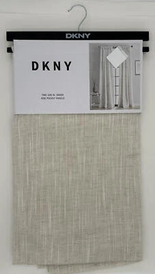 DKNY Classic Linen Sheer Rod Pocket Drapes Curtains (2) ~ 50" x 108" ~ Natural - Image 1 of 3