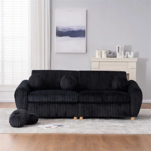 2 Seater Corduroy Sofa Modern Upholstered Couch Love Seat Apartment Office Couch - Picture 1 of 22