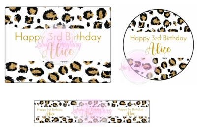 LABELS4EVERYTHING Personalised Birthday Gold Leopard Print Drinks Stickers Labels