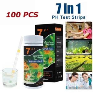 100X 7 in 1 PH Test Fish Tank Water Tropical Aquarium Pond Water Test Strips Kit - Picture 1 of 6