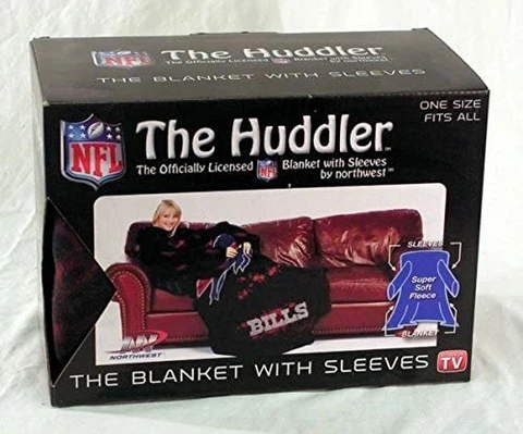 Buffalo Bills NFL Adult "Smoke" Huddler Throw Blanket with Sleeves Cover