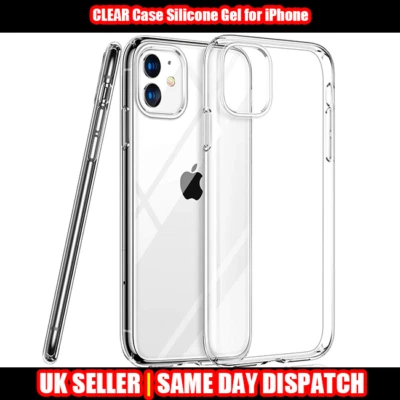 Clear Case for iPhone 6 7 8 11 Pro XS Max Silicone Gel - Image 1 of 4