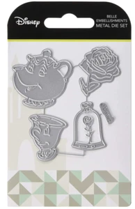 Beauty and The Beast Embellishments Die Set Disney Belle Mrs. Potts Chip Rose - Picture 1 of 2