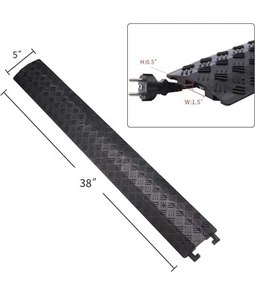 Small 3Pack Floor Cord Cover Cord Protector Drop Over Drop Trak Cable Ramp Black - Picture 1 of 6