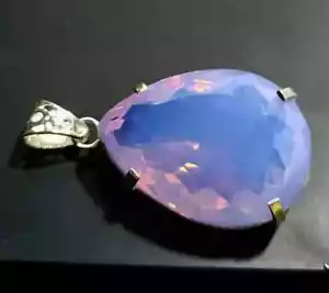 Ciondolo pera argento massiccio 925 opale naturale certificato 90 ct+ pietra preziosa sfusa - Foto 1 di 7