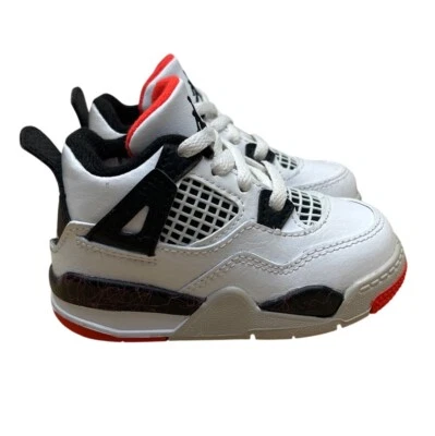 Jordan Niño Pequeño Blanco Negro Naranja Aire Retro 4 Zapatillas Altas 5C Foto 1 de 4