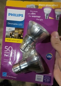 Philips 50W Equivalent Dimmable Daylight LED Classic Glass Light Bulb 2 Pack - Picture 1 of 2