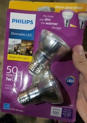 Philips 50W Equivalent Dimmable Daylight LED Classic Glass Light Bulb 2 Pack - Image 1 of 2