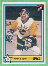 1990-91 7th Inning Sketch WHL #90 Ryan Strain Saskatoon Blades Pre Rookie