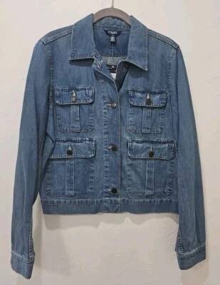  Chaps 牛仔夹克牧场侧蓝色女式 L 码 — 第 1/4 张图片