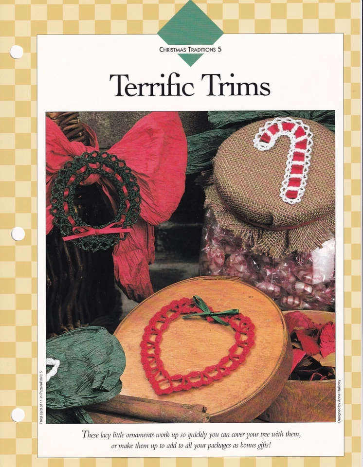 TERRIFIC TRIMS Christmas Ornaments Pattern Vanna's Afghan Crochet Club - Image 1 of 1