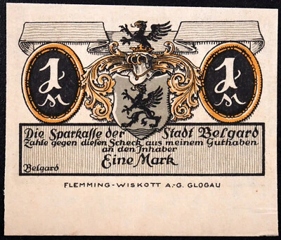 BELGARD / BIAŁOGARD XX-ESPECIMEN RARO 1 Marca Alemán Notgeld hoy Polonia Foto 1 de 2