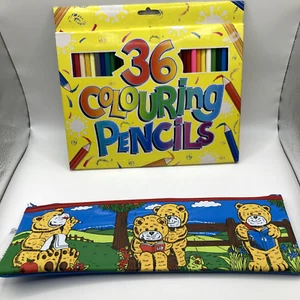 Vintage Grafix Pencil Case & Vintage Anker 36 Colouring Pencils Bundle Set - Picture 1 of 9