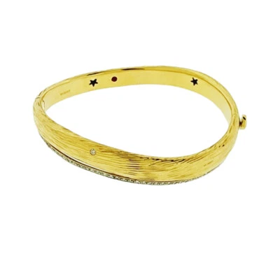 Roberto Coin 18K Yellow Gold Diamond Bangle Bracelet Size M - Image 1 of 4