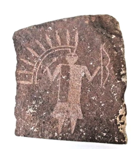 Paleo-American Arizona Red Rock Art Etched Warrior Image 6"x5" Vtg AZ31 - Picture 1 of 9