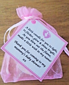 10 X BABY SHOWER SCENTED CANDLE FAVOURS PACK - GIRL PINK THEME GIFT THANK YOU - Picture 1 of 6
