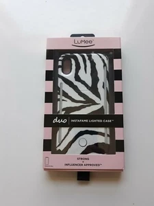 LuMee Duo Phone Case Zebra Glitter Front & Back LED Lighting iPhone Xs Max  - Picture 1 of 6