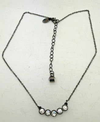 Collar deslizante de diamantes de imitación lia Sophia estaño/cadena de eslabones tono negro. 16 in. F5 Foto 1 de 4