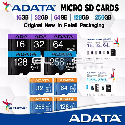 Tarjeta Micro SD ADATA 16 GB 32 GB 64 GB 128 GB 256 GB + Adaptador Lote rápido teléfono tablero cámara Foto 1 de 3