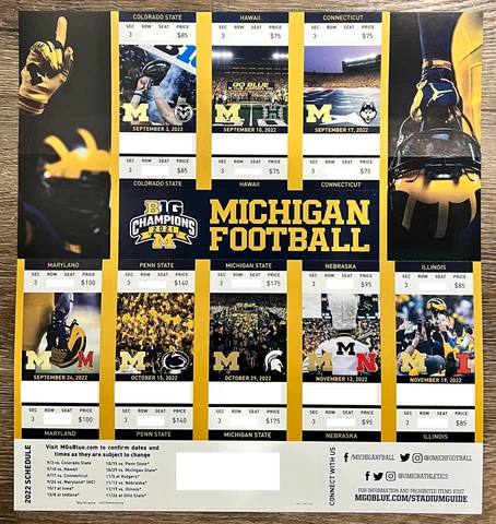 2022 Michigan Wolverines Football Collectible Ticket Stub Choose Any Home Game Cover
