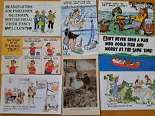 LOT of 8  Old Postcards COMIC HUMOR ca.1950's-70's     Fishing   Fishermen