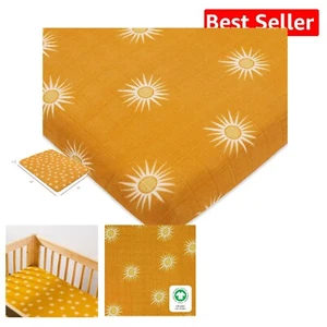GOTS-Certified Organic Cotton Crib Sheet - Lightweight Breathable Muslin - Picture 1 of 10