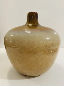 Weed Pot 6.25” Tan/ Brown Earth Colors Drip Glaze Mid Century Modern Bud Vase - Picture 1 of 8