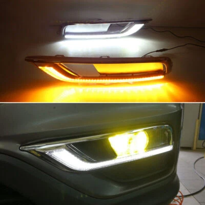 LED DRL Turn Indicator Signal Daytime Running Fog lights Fit For Honda CR-V 15+ - Image 1 of 4