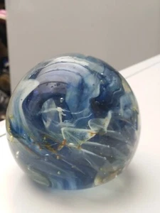 Large Vintage Isle Of Wight Glass Paperweight With Flame Pontil ~ Swirls ~ - Picture 1 of 8