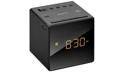 Sony Radio Alarm Clock ICFC1 Black Cube FMAM Analogue Tuner Black 9108202 R - Image 1 of 4