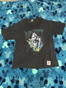 Vintage 90s Nutmeg Anaheim Mighty Ducks Black T-Shirt Size Large Disney Hockey - Picture 1 of 13