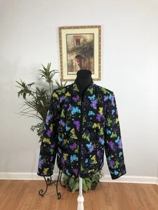 Requirements Vintage Style Y2K Butterfly Full Zipper Front Quilted Jacket Pocket - Picture 1 of 9